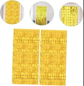 Ekstra Metalize Altın Renk Disko Dikdörtgen Kesim Kapı Perdesi Dekorasyon 1x2 Metre - 3