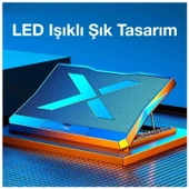 Coofbe Yükseklik Ayarlı Led Işıklı Turbo 6 Fanlı Notebook Laptop Soğutucu Notebook Laptop Standı thumbnail 6