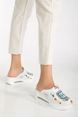 Blum Sabo Terlik  Ekg Desenli Beyaz Taban Kadın Airmax Ortopedik Terlik - 2