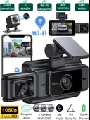 S-15 Wi-Fi Full HD 3 Kameralı Araç İçi Güvenlik Kamerası 64GB – IR Gece Görüşü, Ön-Arka-İç Kayıt,DashCam - 1