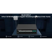 RUIJIE 8port RG-ES110FG-P 10//100 2-UPLINK 110W YÖNETİLEMEZ POE SWITCH thumbnail 2