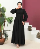 25Y9447 ELBİSE ABİYE ŞİFON ÖNÜ ÇAPRAZ BAĞLAMA UZUN - 6