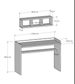 Sera Çalışma Masası Duvar Raflı Beyaz Siyah thumbnail 4