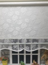 StorBurada Çift Mekanizmalı Kirli Beyaz Tül Perde ve Ekru Stor Perde STB1093  Beyaz 120 x 200 thumbnail 2