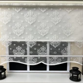 StorBurada Çift Mekanizmalı Kirli Beyaz Damask Tül Perde ve Ekru Stor Perde STB45252-V01  Ekru 100 x 260 thumbnail 10