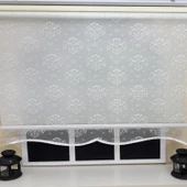 StorBurada Çift Mekanizmalı Kirli Beyaz Damask Tül Perde ve Ekru Stor Perde STB45252-V01  Ekru 100 x 260 thumbnail 9