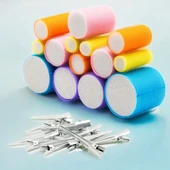 Croc 1210 Cırtlı Sünger Bigudi 14Lü Karma Paket +25Li Alüminyum Saç Pensi thumbnail 1