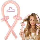 Croc 1290 Pembe Isısız Saç Şekillendirme Seti Saten Gece Bigudisi Saç Sosisi thumbnail 2