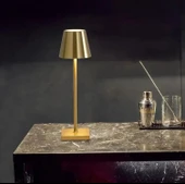 CATA CT-8437 LED Dekoratif Şarjlı Masa üstü Lambası dokunmatik 3 farklı renk ayarı lamba Gold - 4