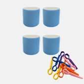 Croc 1208 Mavi Cırtlı Sünger Bigudi 4Lü Çap 6Cm + 10Lu Plastik  Saç Pensi thumbnail 1