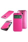 Htc One M8 Pencereli Ve Uyku Modlu Flip Cover - Pembe thumbnail 2