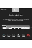8'i 1 Arada 4K 60Hz USB Type C SD TF HDTV Rj45 Dönüştürücü Hub thumbnail 5