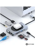 9 Portlu Kablosuz Şarjlı USB-C HDTV HDMI PD SD TF RJ45 VGA Dönüştürücü Adaptör thumbnail 3
