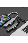 Type C Giriş 4x Usb Hub Otg Cihazı Laptop Notebook Bilgisayar Telefon Televizyon Usb Çoklayıcı - 2