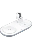 3in1 İphone Watch Uyumlu Magsafe Kablosuz Şarj Cihazı Beyaz Ch-7060 - 1