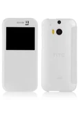 Htc One M8 Pencereli Ve Uyku Modlu Flip Cover - Beyaz thumbnail 3