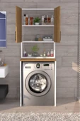 Üst Dolaplı Çok Amaçlı Çamaşır Makinesi Dolabı Çam - 4