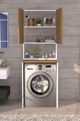 Üst Dolaplı Çok Amaçlı Çamaşır Makinesi Dolabı Çam - 12