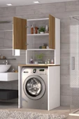 Üst Dolaplı Çok Amaçlı Çamaşır Makinesi Dolabı Çam - 9