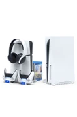 İpega  PS5 Slim Dijital/PS5 Uyumlu Multifonksiyonel CD Raflı Şarj Istasyonlu Fanlı Soğutucu Stand thumbnail 2