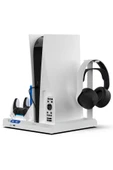 İpega  PS5 Slim Dijital/PS5 Slim Disk Multifonksiyonel Şarjlı,Soğutucu Fanlı,VR Standlı Cd Raf Stand - 7