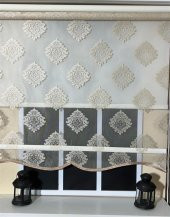 StorBurada Çift Mekanizmalı Somon Tül Perde ve Ekru Stor Perde STB45239-V106  Bej 110 x 200 thumbnail 2