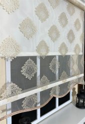 StorBurada Çift Mekanizmalı Somon Tül Perde ve Ekru Stor Perde STB45239-V106  Bej 80 x 200 thumbnail 3