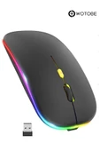 Rgb Ledli Şarj Edilebilir Sessiz Tıklamalı Ergonomik Çift Modlu Kablosuz Bluetooth Mouse thumbnail 1