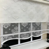 StorBurada Çift Mekanizmalı Kirli Beyaz Damask Tül Perde ve Ekru Stor Perde STB45252-V01  Ekru 120 x 200 thumbnail 10