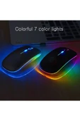 Rgb Ledli Şarj Edilebilir Sessiz Tıklamalı Ergonomik Çift Modlu Kablosuz Bluetooth Mouse thumbnail 6