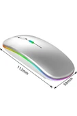 Rgb Ledli Şarj Edilebilir Sessiz Tıklamalı Ergonomik Çift Modlu Kablosuz Bluetooth Mouse thumbnail 5