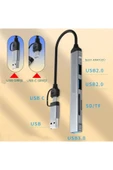 5'i 1 Arada USB-C USB-A USB 2.0/3.0 SD TF Dönüştürücü Hub thumbnail 5