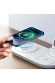 Ch-7060 3in1 Manyetik 15w Kablosuz Hızlı Şarj Beyaz Dock Stand thumbnail 4