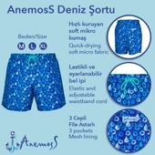 Anemoss Yelken Üç Cepli İçi Fileli Bel Lastik ve Bağlama İpli Erkek Deniz Şortu - 8