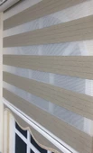 Zebra Stor Perde Organze Koyu Bej Gümüş Simli Etek Dilimli STB910  Bej 160 x 200 - 1