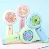 Ledli Mini Fan Şarj Edilebilir El Fanı Vantilatör - Pembe (şeftali) - 4