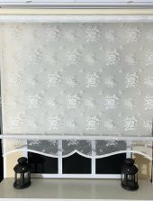 Çift Mekanizmalı Kırık Beyaz Tül Perde ve Ekru Stor Perde STB45253-V01  EKRU 130 x 200 - 1