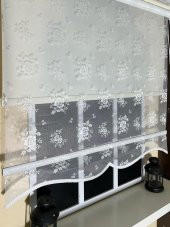 Çift Mekanizmalı Kırık Beyaz Tül Perde ve Ekru Stor Perde STB45253-V01  EKRU 130 x 200 - 3
