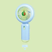 Ledli Mini Fan Şarj Edilebilir El Fanı Vantilatör - Mavi (karpuz) - 1