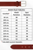 Kahverengi Hakiki Deri Ortası Dikişli Model 4.5 cm. Genişlikli Spor Kemer - 509-61 - 6