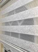 Zebra Stor Perde Sarmaşık Desen Gümüş Simli  Etek Dilimli STB9300 V 01  Beyaz 140 x 200 - 1