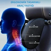 Coofbe Katlanabilir Ayarlanabilir Suni Deri Araç Yastığı Oto Seyahat Yastığı Araç Boyunluk Oto Yastık - 9