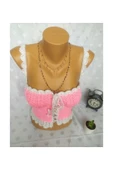 MAMSHOP CROP TOP BÜSTİYER ŞEKER PEMBE BEYAZ RENK HANDMADE - 3