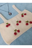 MAMSHOP Crop Top Büstiyer Açık Sarı Kiraz Desenli Handmade - 7