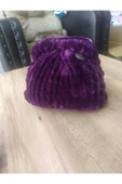 MAM Gizli Burslu Kadife Mor Çanta Handmade - 5