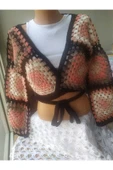 MAM Crop Hırka Motifli Baharlık Handmade - 5