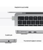 Apple MacBook Air M2 Çip 8GB 512GB SSD macOS 13" Taşınabilir Bilgisayar Gümüş MLY03TU/A - 7