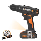 WORX WX370 20Volt/2Ah. Li-ion Çift Akülü Profesyonel Şarjlı Darbeli Matkap + 30 Parça Aksesuar Seti - 7