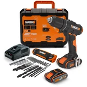 WORX WX370 20Volt/2Ah. Li-ion Çift Akülü Profesyonel Şarjlı Darbeli Matkap + 30 Parça Aksesuar Seti - 6