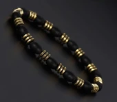 Arpa Kesim Oniks ve Sarı Hematit Doğal Taş Bileklik - TAŞ0200 - 1